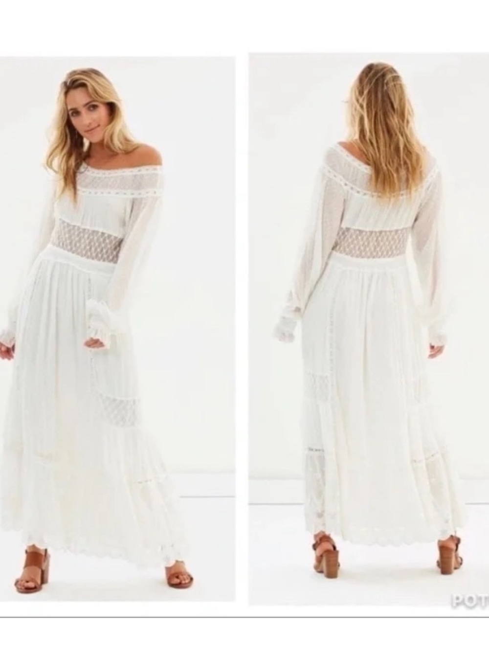 Free People Tina Boho White Maxi Dress Small